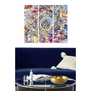 Canvastavla i trä 3-delar 50x70 cm - Färgglad abstrakt komposition med spiralformade mönster - Inredning & dekor Kundfavorit