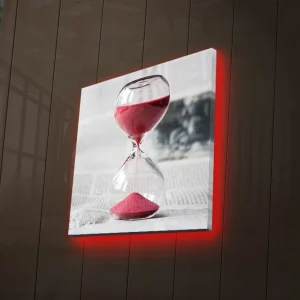 Lågt pris Canvastavla med LED-belysning 40x40 cm - Timglas med röd sand som symboliserar tidens gång Röd / Transparent / Grå - Inredning