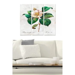Canvastavla i trä 3-delar 50x70 cm - Blomma med gröna blad - Inredning & dekor I lager