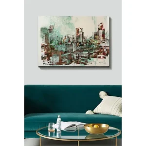 Canvastavla 70x100 cm - Urban stadslandskap med höga byggnader och livliga gator - Inredning & dekor Begränsat erbjudande