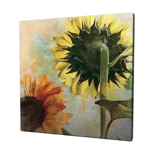 Billigare Canvastavla 45x45 cm - Solrosor i livfulla färger - Inredning & dekor