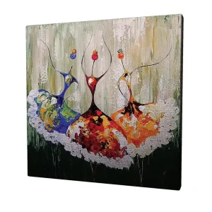 Begränsat antal Canvastavla 45x45 cm - Tre stiliserade dansare i färgglada klänningar - Inredning & dekor