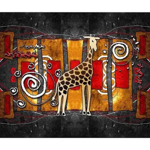 Canvastavla 70x100 cm - Stiliserad giraff i en färgglad abstrakt komposition - Inredning & dekor Begränsat antal