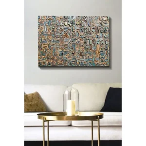 Beställ nu Canvastavla 70x100 cm - Abstrakt komposition med geometriska former och mönster i olika nyanser - Inredning & dekor