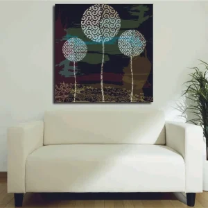 Canvastavla 45x45 cm - Abstrakt komposition med stiliserade trädtoppar - Inredning & dekor Expressleverans
