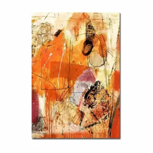 Canvastavla 70x100 cm - Abstrakt komposition med dominanta orangea och röda toner som skapar en energisk känsla - Inredning & dekor Sista chansen