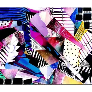 Canvastavla 70x100 cm - Abstrakt komposition av färgglada geometriska former och mönster - Inredning & dekor Nedsatt pris