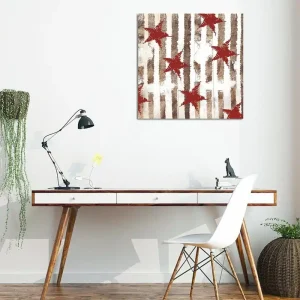 Canvastavla 45x45 cm - Abstrakt komposition med stjärnor och vertikala linjer - Inredning & dekor Expressleverans