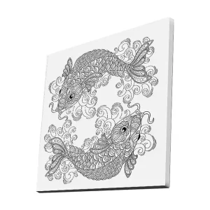 Begränsad tid Canvastavla 45x45 cm - Två stiliserade fiskar i en dynamisk komposition - Inredning & dekor