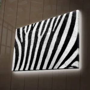 Canvastavla med LED-belysning 45x70 cm - Zebra med kontrasterande svarta och vita ränder Svart / Vit - Inredning Bästa pris