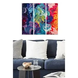 Canvastavla i trä 3-delar 50x70 cm - Färgglad abstrakt komposition med virvlande mönster - Inredning & dekor Snabb leverans