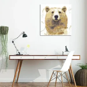 Canvastavla 45x45 cm - Porträtt av en björn med mjuka penseldrag - Inredning & dekor Bästa pris
