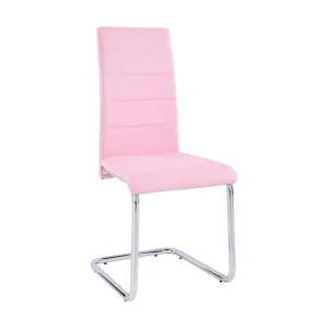 Handla nu Loft24 Aleia Matstol Konstläder 4-pack Rosa/Krom - Möbler