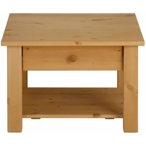 Rabatt Loft24 Evonne Soffbord 60 cm med Förvaring Låda + Hylla Brun - Möbler