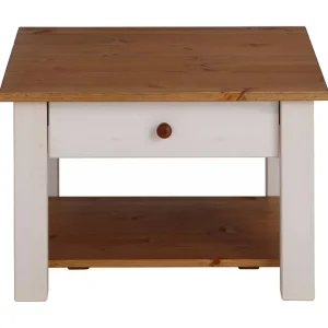 Endast denna vecka Loft24 Evonne Soffbord 60 cm med Förvaring Låda + Hylla Vit/Brun - Möbler