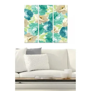 Snabb leverans Canvastavla i trä 3-delar 50x70 cm - Färgglad blomsterkomposition med stora blommor - Inredning & dekor