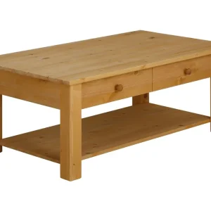 Loft24 Evonne Soffbord 100 cm med Förvaring 2 Lådor + Hylla Brun - Möbler Sista chansen