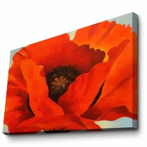 Canvastavla 70x100 cm - Stor, färgstark vallmo med intensiva röda och orangea toner - Inredning & dekor Expressleverans