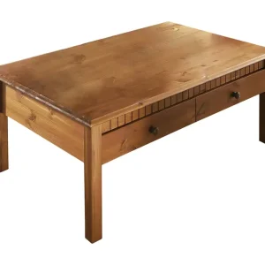 Rabatter Loft24 Kersey Soffbord 110 cm med Förvaring 2 Lådor Rödbrun - Möbler