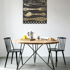 Snabb frakt Canvastavla 45x45 cm - Stiliserade köksredskap i guld mot en mörk bakgrund - Inredning & dekor