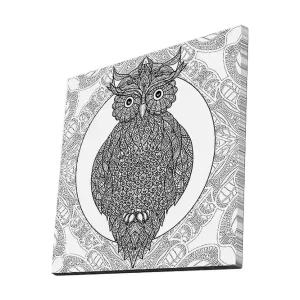 Billigare Canvastavla 45x45 cm - Uggla med intrikata mönster i svart och vitt - Inredning & dekor
