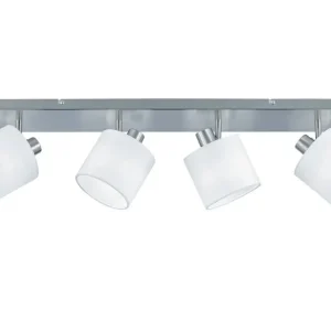 Trio Lighting Tommy Spotlight 4L E14 borstad stål/ vit Borstad stål/Vit - Belysning Säker betalning