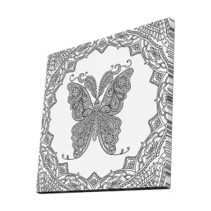 Canvastavla 45x45 cm - Detaljerad fjäril med ornamentala mönster - Inredning & dekor Rabatt
