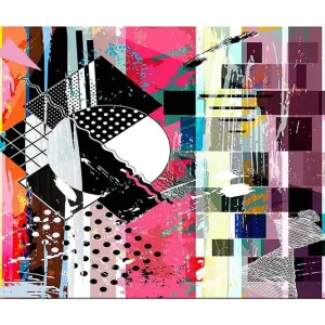 Canvastavla 70x100 cm - Abstrakt komposition med geometriska former och livliga färger - Inredning & dekor Snabb frakt