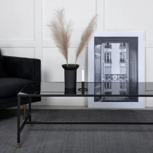 Venture Home Dipp Soffbord 130 cm Marmormönster Glas/Svart/Mässing - Möbler Beställ idag