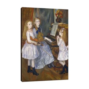 Bästa pris Canvastavla 70x100 cm - Tre flickor som spelar musik vid ett piano - Inredning & dekor