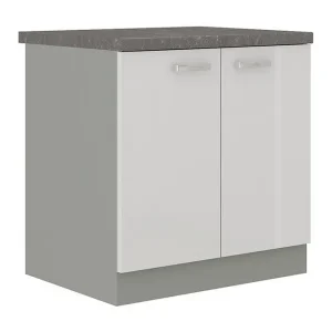 Snabb leverans Bianco Skåp med dörrar 80x52x82 cm Grå/Vit Högglans - Förvaring