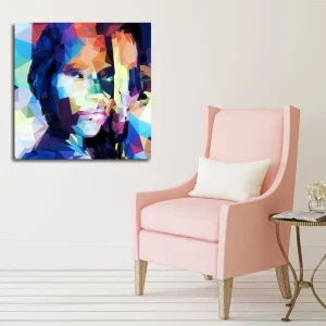 Canvastavla 45x45 cm - Geometrisk porträtt av en kvinna i färgglad stil - Inredning & dekor risnedsättning