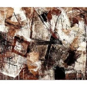 Canvastavla 70x100 cm - Abstrakt komposition med inslag av geometriska former och linjer - Inredning & dekor I lager