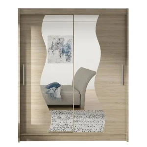 West Garderob 150x58x200 cm LED-belysning Beige - Förvaring Billigare
