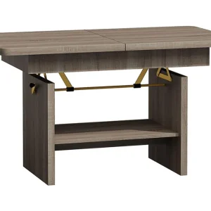 Kanej Soffbord 116 cm Höj- och Sänkbar med Förvaring Hylla Beige/Grå - Möbler Reapris