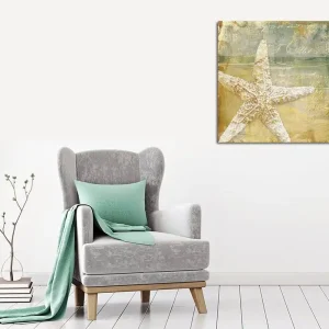 Begränsat antal Canvastavla 45x45 cm - Stjärna i sand med vintage-inspirerad bakgrund - Inredning & dekor