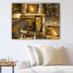 Canvastavla 70x100 cm - Abstrakt komposition med geometriska former i varma toner - Inredning & dekor Beställ idag