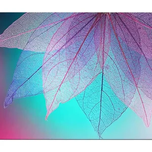 Canvastavla 70x100 cm - Abstrakt komposition av genomskinliga blad med en harmonisk färgpalett - Inredning & dekor Säker betalning