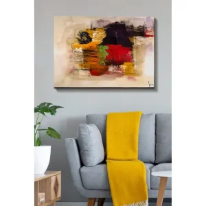 Canvastavla 70x100 cm - Abstrakt komposition med starka färger och texturer - Inredning & dekor Populär