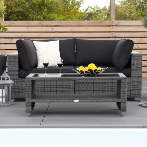 Comfort Garden Bahamas Liten loungegrupp utomhus - Soffgrupp till balkong 2-sits - Litet loungeset utemöbler - Grå / Svarta dynor - Utemöbler & utemiljö Snabb leverans