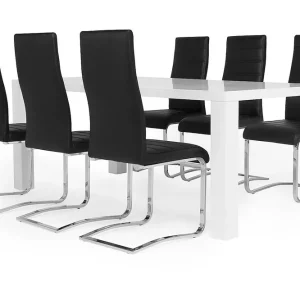 Fynd Concept 55 Cibus Matgrupp 180 cm med 6 Stolar Vit/Svart Konstläder - Möbler
