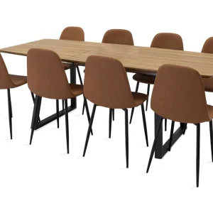 Expressleverans Venture Home Leah Förlängningsbart Matgrupp med 8 Pontus Köksstol Konstläder Brun/Beige - Möbler
