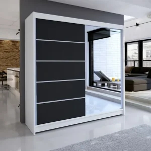 Sänkt pris Garderob Talin 58x180 cm LED-belysning Vit/Svart - Förvaring