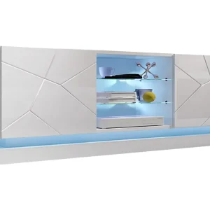 Qiu TV-bänk 40x160 cm LED-belysning Vit/Högglans - Möbler Säker betalning