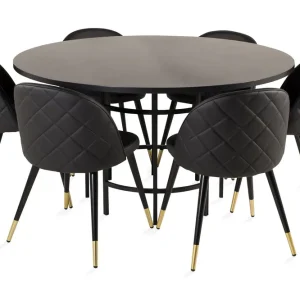 Outlet Copenhagen Matgrupp med 6 Valera Matstolar Mässing/Svart Furniture Fashion - Möbler
