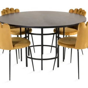Begränsat erbjudande Furniture Fashion Copenhagen Matgrupp med 4 Limhamn Matstolar Gul Furniture Fashion - Möbler