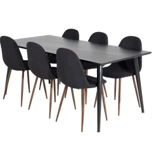 Venture Home Balisa Matgrupp 180 cm inkl 6 Ypas Stolar Svart/Brun - Möbler Kampanjpris