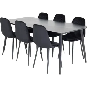 Billig Venture Home Balisa Matgrupp 180 cm inkl 6 Ypas Stolar Svart - Möbler