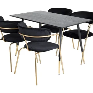 Venture Home Balisa Matgrupp 120 cm inkl 4 Arcarazo Fåtöljer Svart/Mässing - Möbler Populärt val