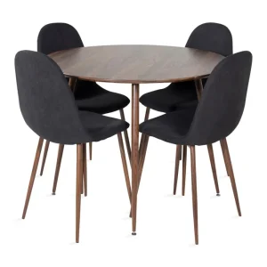 Venture Home Ridones Matgrupp 100 cm Rund inkl 4 Ypas Stolar Brun/Svart - Möbler Outlet